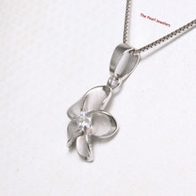 Load image into Gallery viewer, 9230050-Solid-Sterling-Silver-Hawaiian-Plumeria-Cubic-Zirconia-Pendant