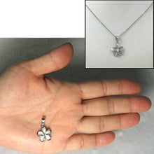 Load image into Gallery viewer, 9230050-Solid-Sterling-Silver-Hawaiian-Plumeria-Cubic-Zirconia-Pendant