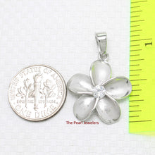 Load image into Gallery viewer, 9230060-Hawaiian-Jewelry-Plumeria-Cubic Zirconia-Sterling-Silver-925-Pendant