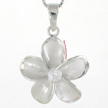 Load image into Gallery viewer, 9230060-Hawaiian-Jewelry-Plumeria-Cubic Zirconia-Sterling-Silver-925-Pendant