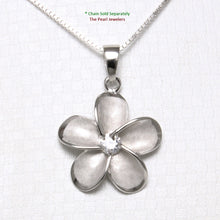 Load image into Gallery viewer, 9230060-Hawaiian-Jewelry-Plumeria-Cubic Zirconia-Sterling-Silver-925-Pendant