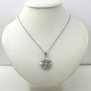 9230060-Hawaiian-Jewelry-Plumeria-Cubic Zirconia-Sterling-Silver-925-Pendant