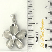 Load image into Gallery viewer, 9230070-Solid-925-Sterling-Silver-Hawaiian-Plumeria-Cubic-Zirconia-Pendant