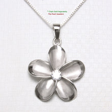 Load image into Gallery viewer, 9230070-Solid-925-Sterling-Silver-Hawaiian-Plumeria-Cubic-Zirconia-Pendant