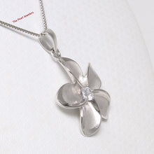 Load image into Gallery viewer, 9230070-Solid-925-Sterling-Silver-Hawaiian-Plumeria-Cubic-Zirconia-Pendant