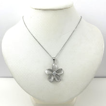 Load image into Gallery viewer, 9230070-Solid-925-Sterling-Silver-Hawaiian-Plumeria-Cubic-Zirconia-Pendant