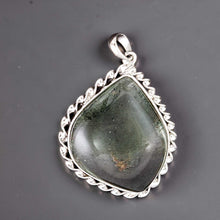 Load image into Gallery viewer, Dark Aqua Quartz Crystal Sterling Silver Pendant