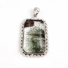 Load image into Gallery viewer, Olive Green Scenic Quartz Crystal Sterling Silver Pendant