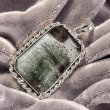 Load image into Gallery viewer, Olive Green Scenic Quartz Crystal Sterling Silver Pendant