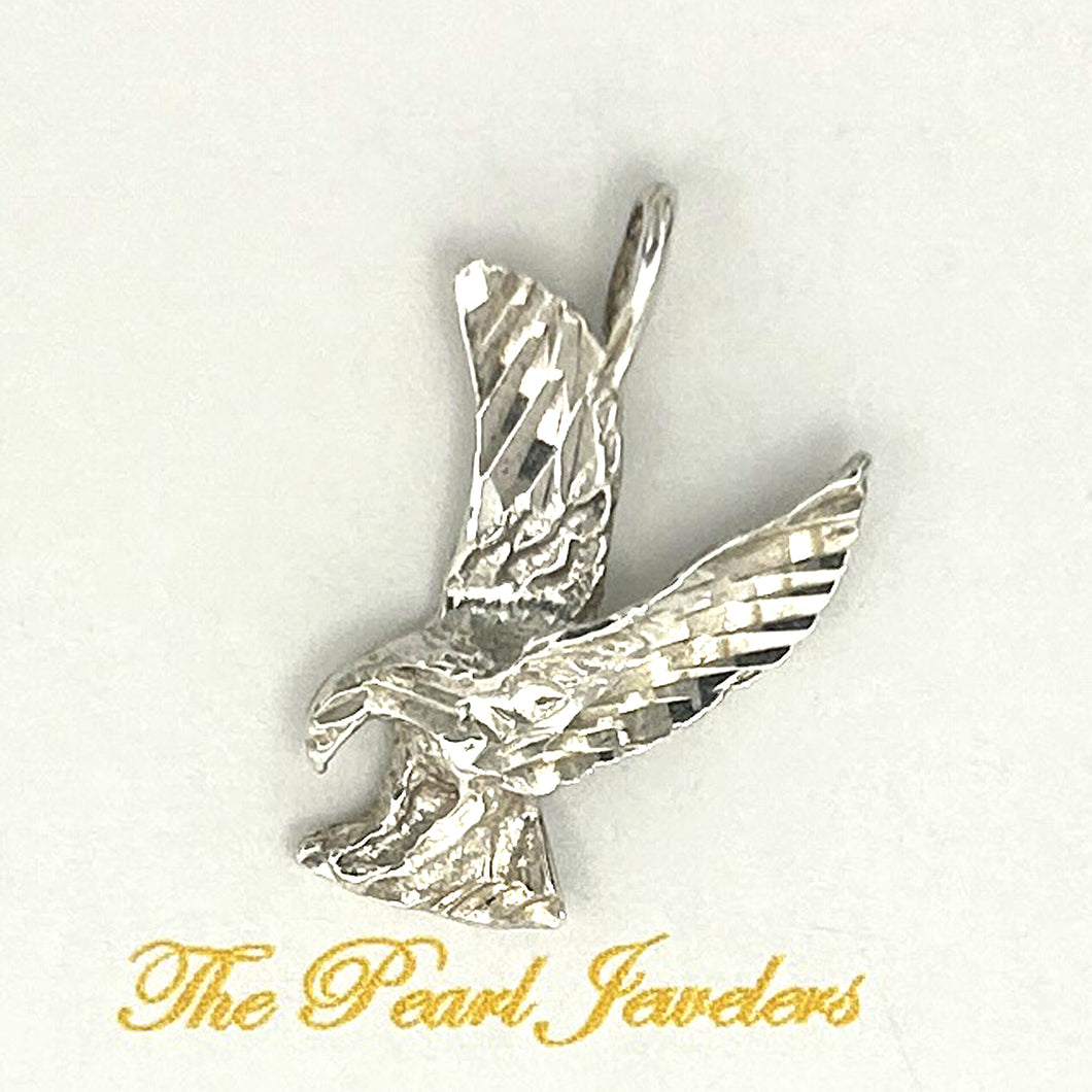 9230230 STERLING SILVER DIAMOND CUT HAWK EAGLE PENDANT CHARM NECKLACE