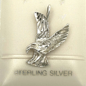 9230230 STERLING SILVER DIAMOND CUT HAWK EAGLE PENDANT CHARM NECKLACE