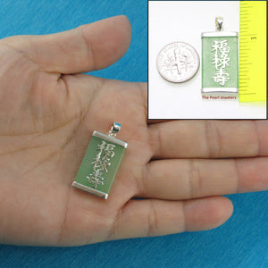 925 Sterling Silver Three Stars Green Jade Pendant