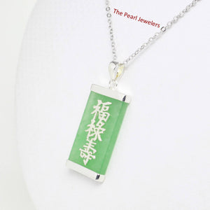 925 Sterling Silver Three Stars Green Jade Pendant