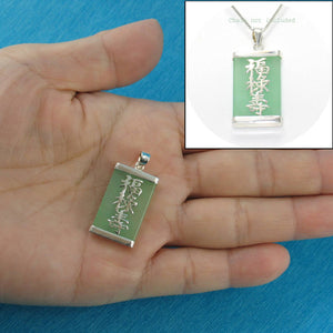 925 Sterling Silver Three Stars Green Jade Pendant