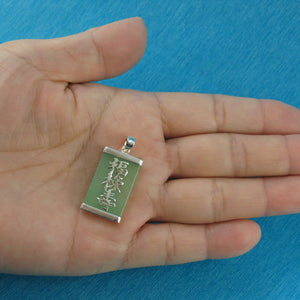 925 Sterling Silver Three Stars Green Jade Pendant