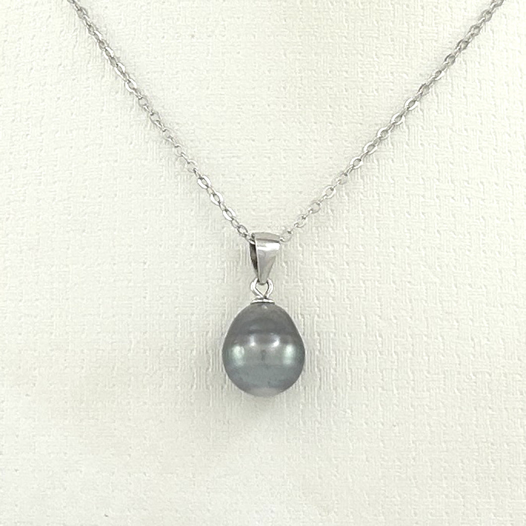 92T0014C GENUINE BAROQUE NATURAL GRAY TAHITIAN PEARL PENDANT