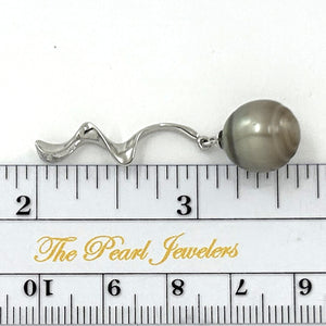 92T0090 SILVER TWIST-BAIL GENUINE BLACK BAROQUE TAHITIAN PEARL PENDANT