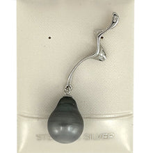 Load image into Gallery viewer, 92T0092D-Solid-Silver-925-Twist-Bail-Genuine-Black-Baroque-Tahitian-Pearl-Pendant