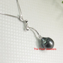 Load image into Gallery viewer, 92T0092D-Solid-Silver-925-Twist-Bail-Genuine-Black-Baroque-Tahitian-Pearl-Pendant