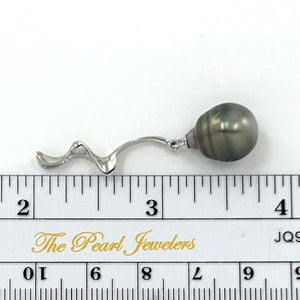 92T0093A BAROQUE NATURAL BLACK TAHITIAN PEARL PENDANT SILVER TWIST BAIL