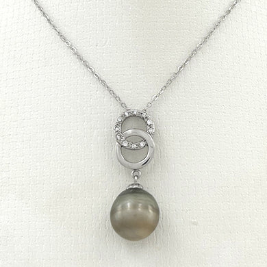 92T0171-Silver-.925-Twin-Ring-Cubic-Zirconia-13.5mm-Tahitian-Pearl-Pendant