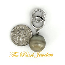Load image into Gallery viewer, 92T0171-Silver-.925-Twin-Ring-Cubic-Zirconia-13.5mm-Tahitian-Pearl-Pendant