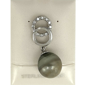 92T0171-Silver-.925-Twin-Ring-Cubic-Zirconia-13.5mm-Tahitian-Pearl-Pendant