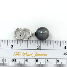 Load image into Gallery viewer, 92T0172 SILVER TWIN-RING &amp; CUBIC ZIRCONIA &amp; REAL TAHITIAN PEARL PENDANT