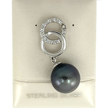 Load image into Gallery viewer, 92T0172 SILVER TWIN-RING &amp; CUBIC ZIRCONIA &amp; REAL TAHITIAN PEARL PENDANT