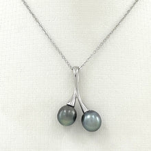 Load image into Gallery viewer, 92T0301 TWINS REAL TAHITIAN BLACK PEARLS CHERRIES DESIGN PENDANT