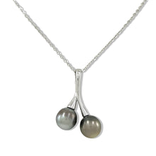 Load image into Gallery viewer, Twin Black Tahitian Pearls “Cherries” Pendant – 9–10mm