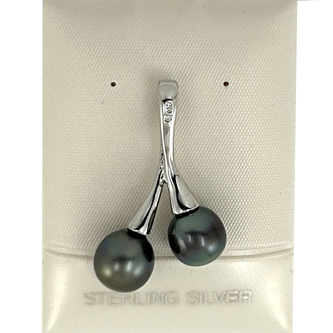Twin Black Tahitian Pearls “Cherries” Pendant