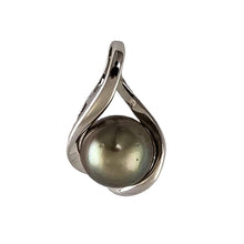 Load image into Gallery viewer, Genuine Black-Green Tahitian Pearl Raindrop Pendant Necklace