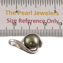 Load image into Gallery viewer, Genuine Black-Green Tahitian Pearl Raindrop Pendant Necklace
