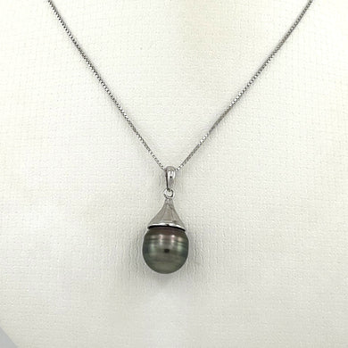 92T0362B SOLID STERLING SILVER 925 BELL GENUINE BAROQUE TAHITIAN PEARL PENDANT