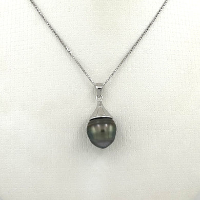 92T0362 GENUINE BAROQUE TAHITIAN PEARL SOLID STERLING SILVER 925 BELL PENDANT