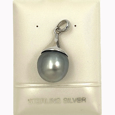 Genuine Silver Tone Tahitian Pearl Bell Pendant – 13mm