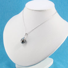 Load image into Gallery viewer, 92T0371B-Genuine-Black-Tahitian-Pearl-Solid-925-Silver-Bell-Bale-Pendant-Necklace