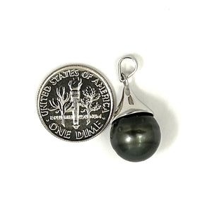 92T0371D GENUINE BAROQUE TAHITIAN PEARL SOLID STERLING SILVER 925 BELL PENDANT