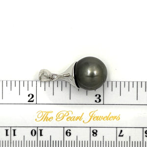 92T0375-Genuine-Baroque-Black-Tahitian-Pearl-Silver-925-Bell-Pendant-Necklace