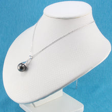 Load image into Gallery viewer, 92T0375-Genuine-Baroque-Black-Tahitian-Pearl-Silver-925-Bell-Pendant-Necklace