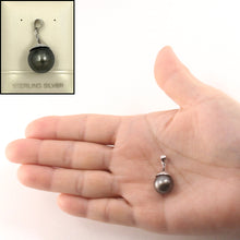 Load image into Gallery viewer, 92T0375-Genuine-Baroque-Black-Tahitian-Pearl-Silver-925-Bell-Pendant-Necklace