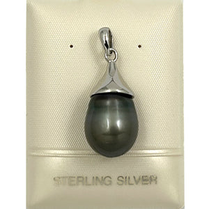 92T0375B SOLID SILVER 925 BELL GENUINE BAROQUE TAHITIAN PEARL PENDANT