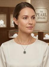 Load image into Gallery viewer, Sterling Silver .925 Tahitian Pearl Halo CZ Pendant (10.5mm