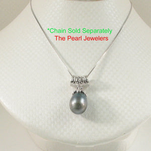 Crown-Bail Black Baroque Tahitian Pearl Pendant