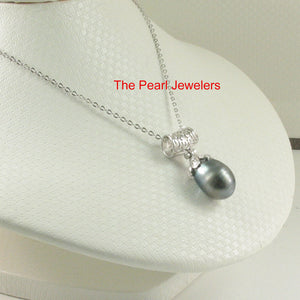 Crown-Bail Black Baroque Tahitian Pearl Pendant