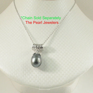 Crown-Bail Black Baroque Tahitian Pearl Pendant