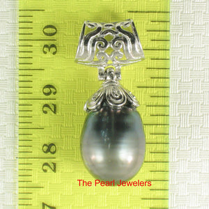 Crown-Bail Black Baroque Tahitian Pearl Pendant