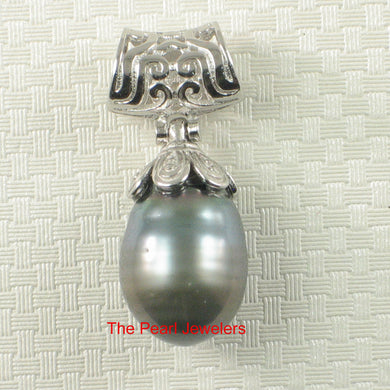 Crown-Bail Black Baroque Tahitian Pearl Pendant