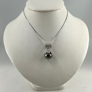 92T0811-Genuine-Baroque-Nature-Black-Tahitian-Pearl-Silver-Cup-Pendant-Necklace